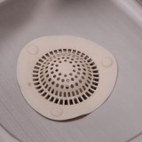 浴室硅胶圆形头发过滤网厨房下水口水槽毛发过滤器卫生间带吸盘地漏盖 直径14cm（大号）849 颜色随机发