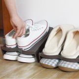 日式简约一体式塑料鞋托家用鞋柜鞋子收纳架双层塑料鞋架(双体-素色款)